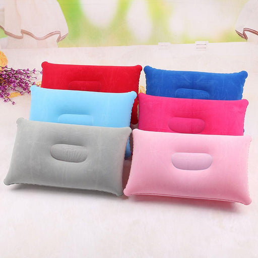 Convenient Ultralight Inflatable PVC Nylon Air Pillow Sleep Cushion Travel Bedroom Hiking Beach Car Plane Head Rest Support Inflatable Camping Travel Pillows Ultralight Inflatable Pillow Small Squared Flocked Fabric Air Pillow for Hiking Camping Traveling