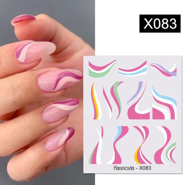 Cool Geometrics Pattern Water Decals Stickers Flower Leaves Slider For Nails Spring Summer Nail Art Decoration Tattoos Women Nail Art Stickers Water Transfer Decals Design Nail Art Supplies Manicure Acrylic Nail Foil Stencils Decorations