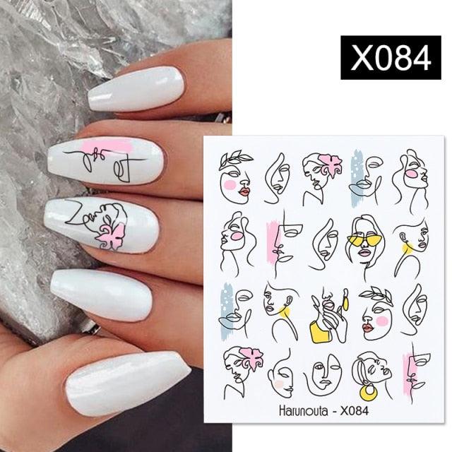 Cool Geometrics Pattern Water Decals Stickers Flower Leaves Slider For Nails Spring Summer Nail Art Decoration Tattoos Women Nail Art Stickers Water Transfer Decals Design Nail Art Supplies Manicure Acrylic Nail Foil Stencils Decorations