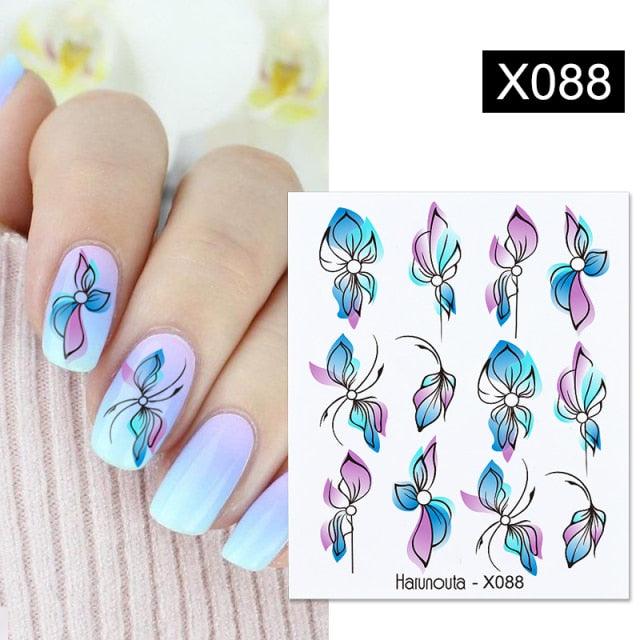 Cool Geometrics Pattern Water Decals Stickers Flower Leaves Slider For Nails Spring Summer Nail Art Decoration Tattoos Women Nail Art Stickers Water Transfer Decals Design Nail Art Supplies Manicure Acrylic Nail Foil Stencils Decorations