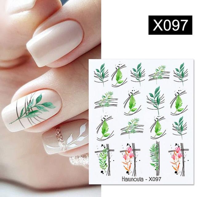 Cool Geometrics Pattern Water Decals Stickers Flower Leaves Slider For Nails Spring Summer Nail Art Decoration Tattoos Women Nail Art Stickers Water Transfer Decals Design Nail Art Supplies Manicure Acrylic Nail Foil Stencils Decorations