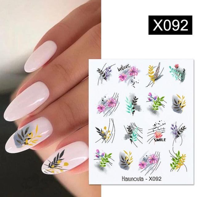 Cool Geometrics Pattern Water Decals Stickers Flower Leaves Slider For Nails Spring Summer Nail Art Decoration Tattoos Women Nail Art Stickers Water Transfer Decals Design Nail Art Supplies Manicure Acrylic Nail Foil Stencils Decorations