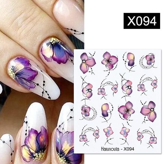 Cool Geometrics Pattern Water Decals Stickers Flower Leaves Slider For Nails Spring Summer Nail Art Decoration Tattoos Women Nail Art Stickers Water Transfer Decals Design Nail Art Supplies Manicure Acrylic Nail Foil Stencils Decorations