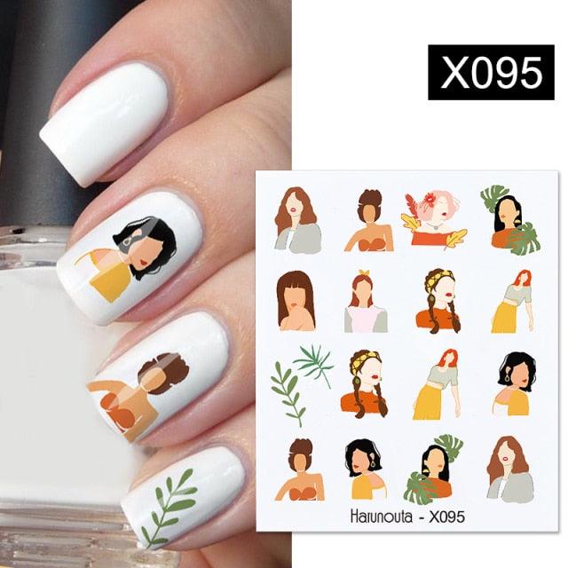 Cool Geometrics Pattern Water Decals Stickers Flower Leaves Slider For Nails Spring Summer Nail Art Decoration Tattoos Women Nail Art Stickers Water Transfer Decals Design Nail Art Supplies Manicure Acrylic Nail Foil Stencils Decorations