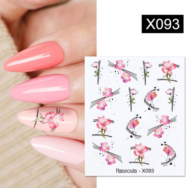 Cool Geometrics Pattern Water Decals Stickers Flower Leaves Slider For Nails Spring Summer Nail Art Decoration Tattoos Women Nail Art Stickers Water Transfer Decals Design Nail Art Supplies Manicure Acrylic Nail Foil Stencils Decorations