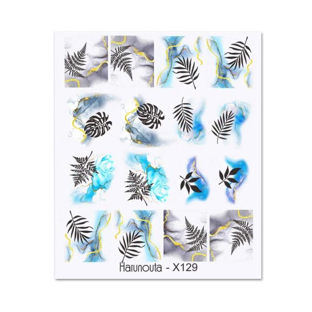 Cool Geometrics Pattern Water Decals Stickers Flower Leaves Slider For Nails Spring Summer Nail Art Decoration Tattoos Women Nail Art Stickers Water Transfer Decals Design Nail Art Supplies Manicure Acrylic Nail Foil Stencils Decorations