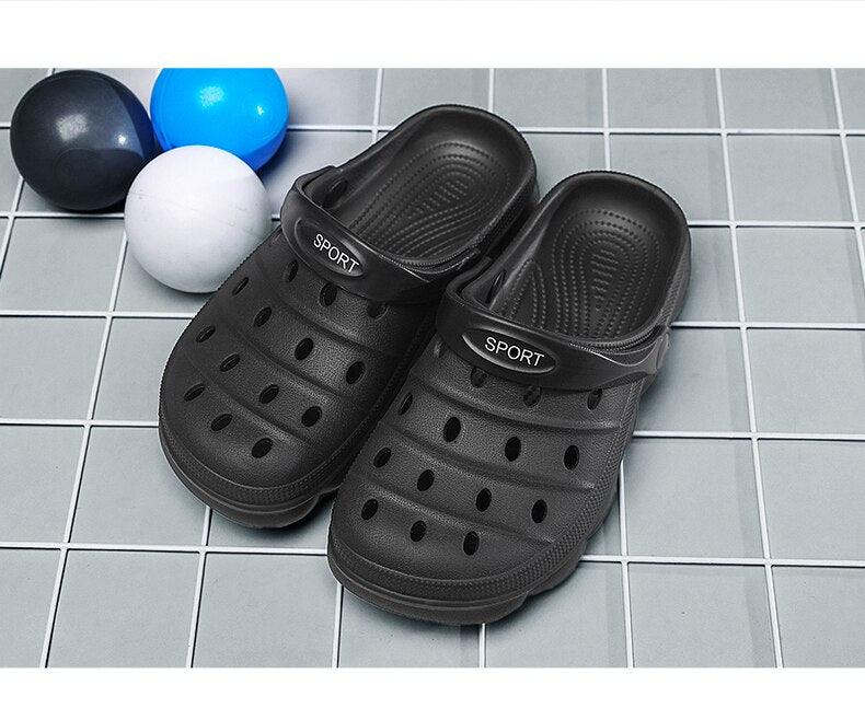 Cool Slippers Summer Hole Shoes Rubber Clogs Men Garden Shoes Gray Beach Flat Summer Beach Sandals Adjustable Slide Garden Shoes Lightweight Nonslip Clogs