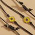 Cotton Cord Sunflower Bracelets Handmade Braided With Black Rope Charm Friendship Wish Card Surf Bangle Couples 2pcs/set Handmade Promise Adjustable Bracelets Matching Friendship Bracelet