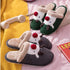 Cotton Slippers Winter Cute Couple Soft Bottom Indoor Non-slip Home Furry Shoes Christmas Deer Slippers Plush Fluffy Memory Foam Slip On House Slippers Cozy Warm Winter House Shoes Soft Comfy Anti-Skid Slippers