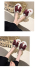 Cotton Slippers Women Autumn And Winter Home Plush Wind Bow Soft Bottom Indoor Outdoor Wear Slippers Fluffy Memory Foam Fur Furry Womens Slippers Cozy Warm Fur Bedroom Slippers