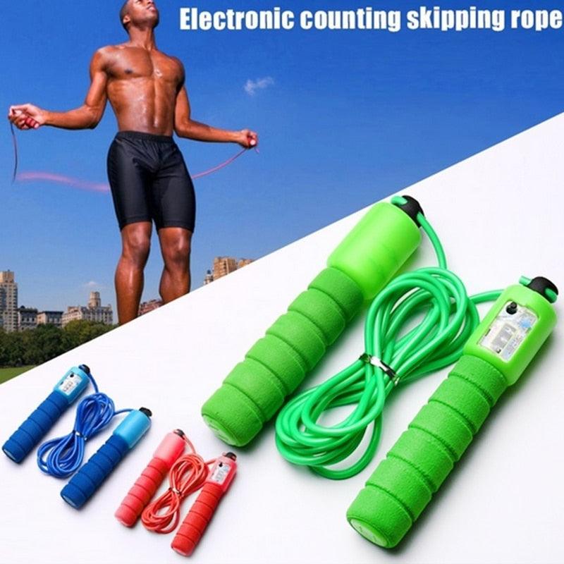 Counting Adult Fitness Fat Burning Bearing Weight Adjustable Steel Jump Rope With Counter For Aerobic Exercise Sports Fitness Cardio Workout Adjustable Cable Soft Sponge Handle For Kids Womens