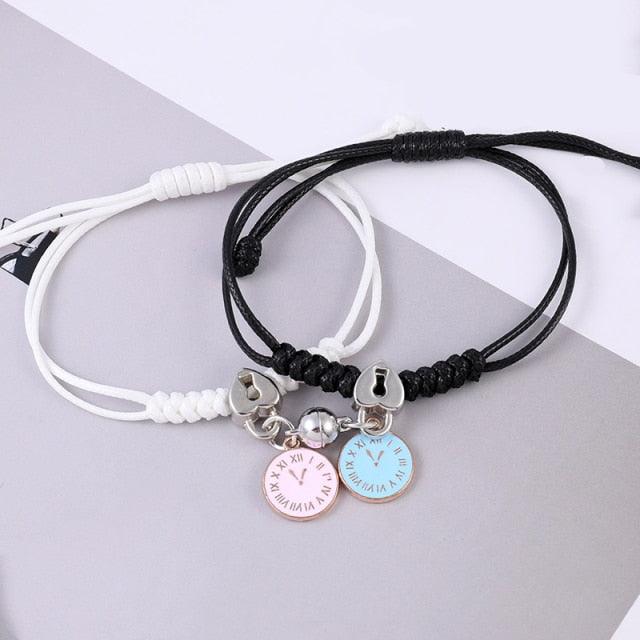 Couple Charm Bracelet For Women Magnetic Attraction Heart Key Lock Link Wrist Chain Best Friend Magnetic Couple Bracelets For Women Men Attraction Matching Bracelet Gifts Lovers Bracelet