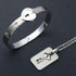 Couple Jewelry Stainless Steel Bracelet Love Heart Lock Bracelets Bangles Key Pendant Necklace Titanium Steel Couples Jewelry Romantic Gift For Valentines Day Birthday Christmas Wedding