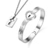 Couple Jewelry Stainless Steel Bracelet Love Heart Lock Bracelets Bangles Key Pendant Necklace Titanium Steel Couples Jewelry Romantic Gift For Valentines Day Birthday Christmas Wedding