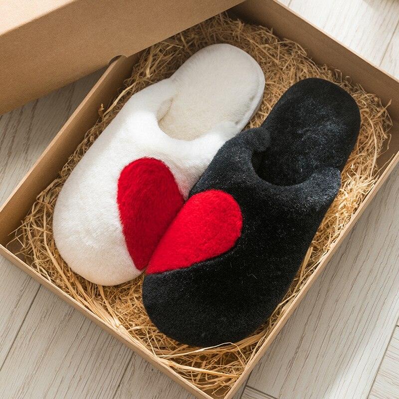 Couple Warm Black Slippers Fashion Women's Winter Home Indoor Anti-Skid Wear-resistant Cotton Slippers Slip On Fuzzy House Slippers Memory Foam Slippers Scuff Outdoor Indoor Warm Plush Bedroom Shoes