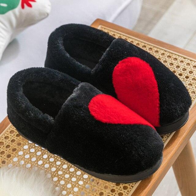 Couple Warm Black Slippers Fashion Women's Winter Home Indoor Anti-Skid Wear-resistant Cotton Slippers Slip On Fuzzy House Slippers Memory Foam Slippers Scuff Outdoor Indoor Warm Plush Bedroom Shoes