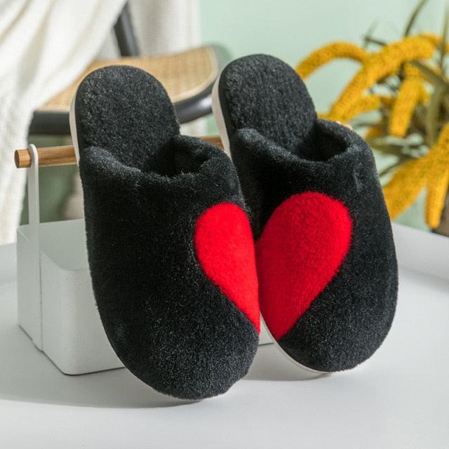 Couple Warm Black Slippers Fashion Women's Winter Home Indoor Anti-Skid Wear-resistant Cotton Slippers Slip On Fuzzy House Slippers Memory Foam Slippers Scuff Outdoor Indoor Warm Plush Bedroom Shoes