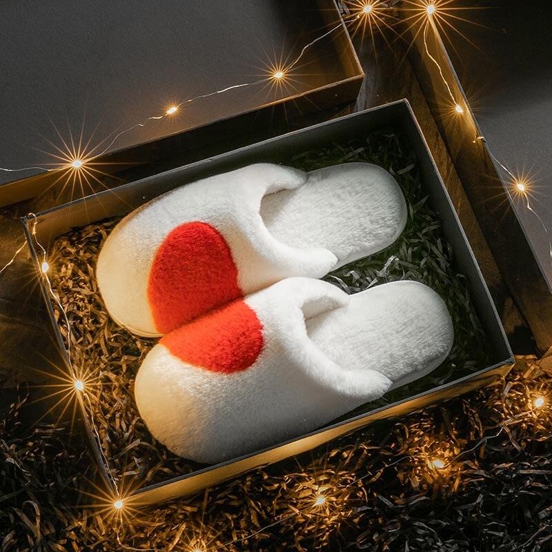 Couple Warm Black Slippers Fashion Women's Winter Home Indoor Anti-Skid Wear-resistant Cotton Slippers Slip On Fuzzy House Slippers Memory Foam Slippers Scuff Outdoor Indoor Warm Plush Bedroom Shoes