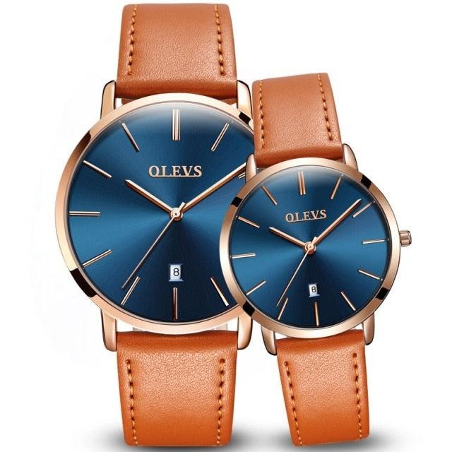 Couple Watches Popular Casual Quartz Women Men Watch Clock Boys Girls Ultra Thin Leather Wristwatch Minimalist Analog Quartz Ultra Thin Watches Leather Strap Fashion Casual Date Watch Waterproof Wrist Watch