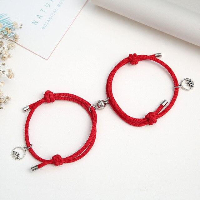 Couples Bracelets Best Friend Attract Women Men Bracelet Red Blue Rope Weaving Magnet Attract Long-Distance Couples Bracelet Mutual Attraction Matching Braided Rope Bracelet Promise Friendship Bracelet Gifts For Boyfriend Girlfriend