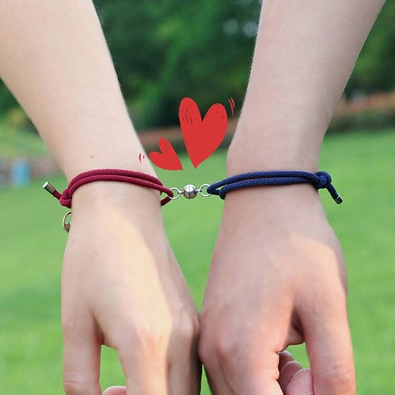 Couples Bracelets Best Friend Attract Women Men Bracelet Red Blue Rope Weaving Magnet Attract Long-Distance Couples Bracelet Mutual Attraction Matching Braided Rope Bracelet Promise Friendship Bracelet Gifts For Boyfriend Girlfriend