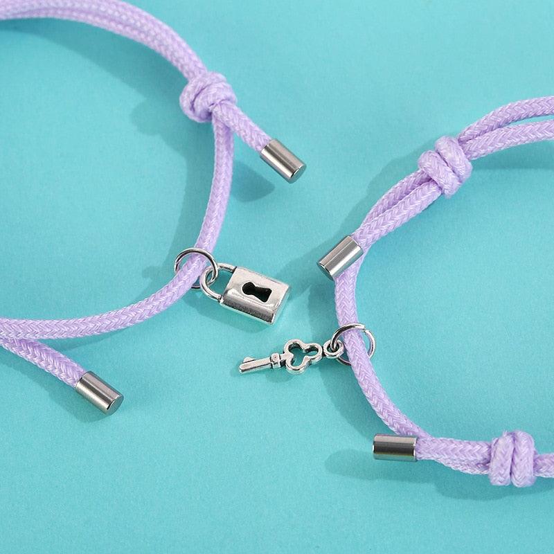 Couples Bracelets Best Friend Bracelet Fluorescent Luminous Shiny Bracelet Rope Weaving Magnet Attract Couple Bracelets With Charms Mutual Attraction Adjustable Bracelet Jewelry Gifts Set For Friendship Women Men