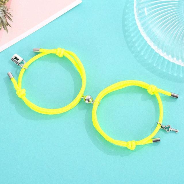 Couples Bracelets Best Friend Bracelet Fluorescent Luminous Shiny Bracelet Rope Weaving Magnet Attract Couple Bracelets With Charms Mutual Attraction Adjustable Bracelet Jewelry Gifts Set For Friendship Women Men