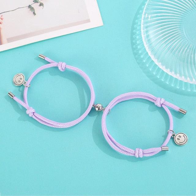 Couples Bracelets Best Friend Bracelet Fluorescent Luminous Shiny Bracelet Rope Weaving Magnet Attract Couple Bracelets With Charms Mutual Attraction Adjustable Bracelet Jewelry Gifts Set For Friendship Women Men