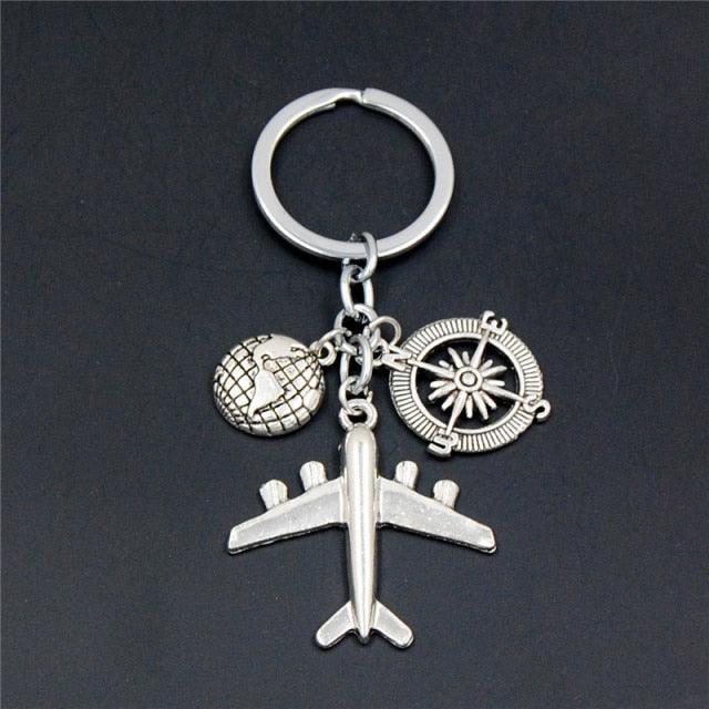 Creative Aircraft Metal Pendant Earth Airplane Keychains No Matter Where Travel Keyring Friendship Best Friend Jewelry Airplane Model Key Ring Creative Aircraft Metal For Birthday Christmas Gifts