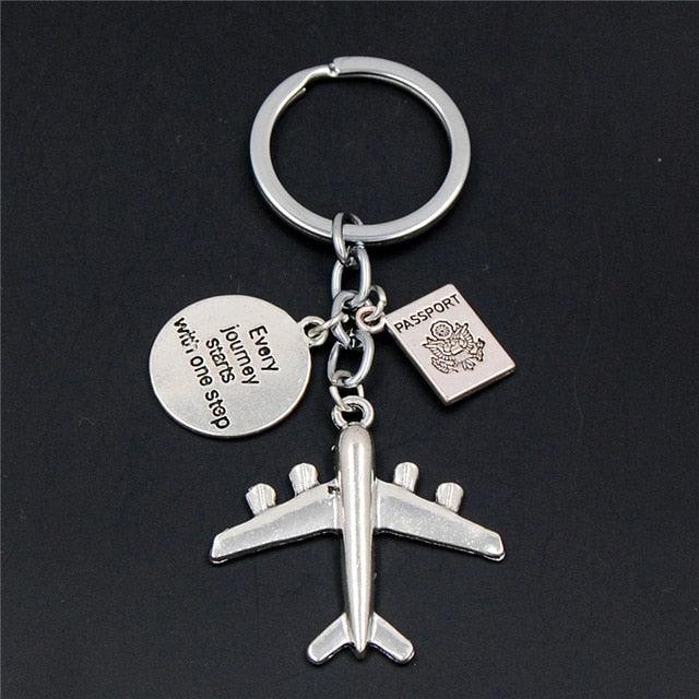 Creative Aircraft Metal Pendant Earth Airplane Keychains No Matter Where Travel Keyring Friendship Best Friend Jewelry Airplane Model Key Ring Creative Aircraft Metal For Birthday Christmas Gifts