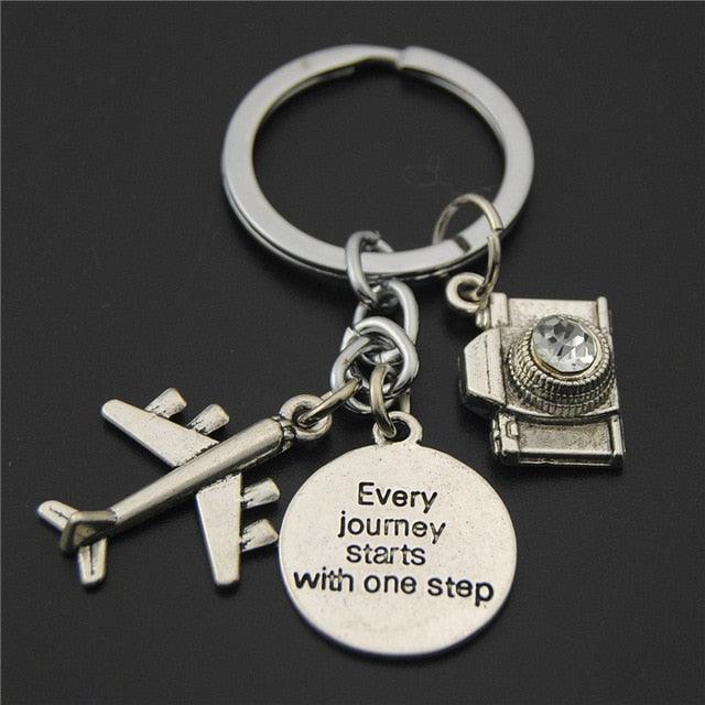 Creative Aircraft Metal Pendant Earth Airplane Keychains No Matter Where Travel Keyring Friendship Best Friend Jewelry Airplane Model Key Ring Creative Aircraft Metal For Birthday Christmas Gifts