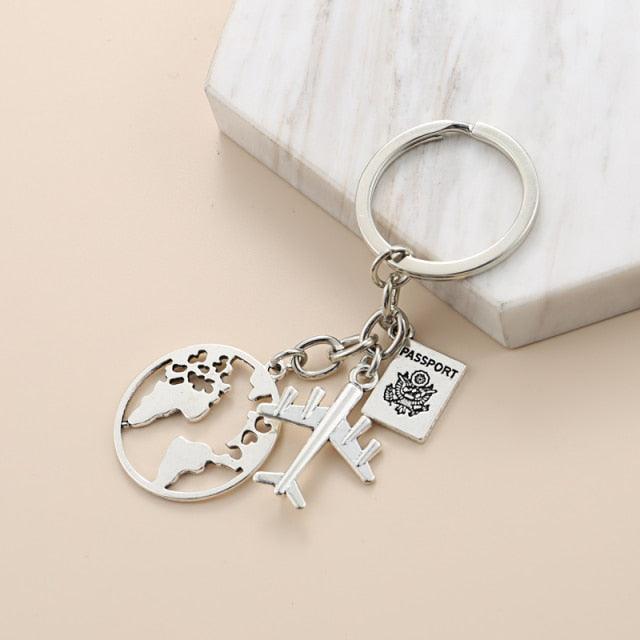 Creative Aircraft Metal Pendant Earth Airplane Keychains No Matter Where Travel Keyring Friendship Best Friend Jewelry Airplane Model Key Ring Creative Aircraft Metal For Birthday Christmas Gifts