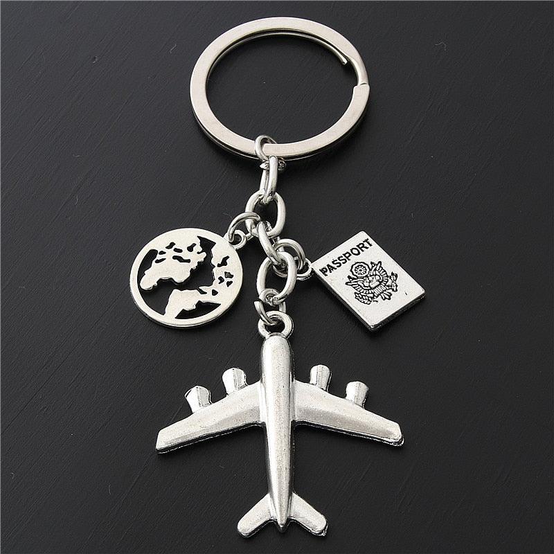 Creative Aircraft Metal Pendant Earth Airplane Keychains No Matter Where Travel Keyring Friendship Best Friend Jewelry Airplane Model Key Ring Creative Aircraft Metal For Birthday Christmas Gifts