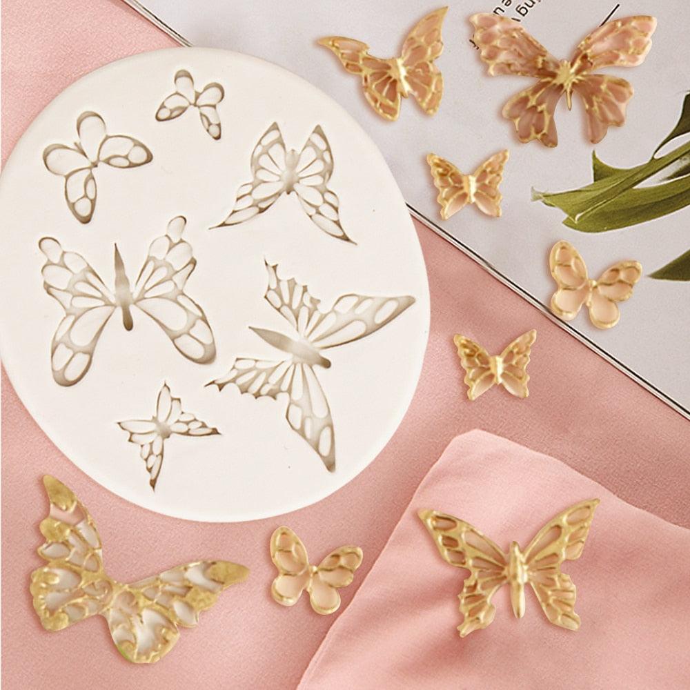 Creative Butterfly Shape Silicone Mold Fondant Candle Mould Resin Molds Homemade Cake Decorate Kitchen Accessories Food Grade Silicone Fondant Mold Reusable Ice Candy Mold