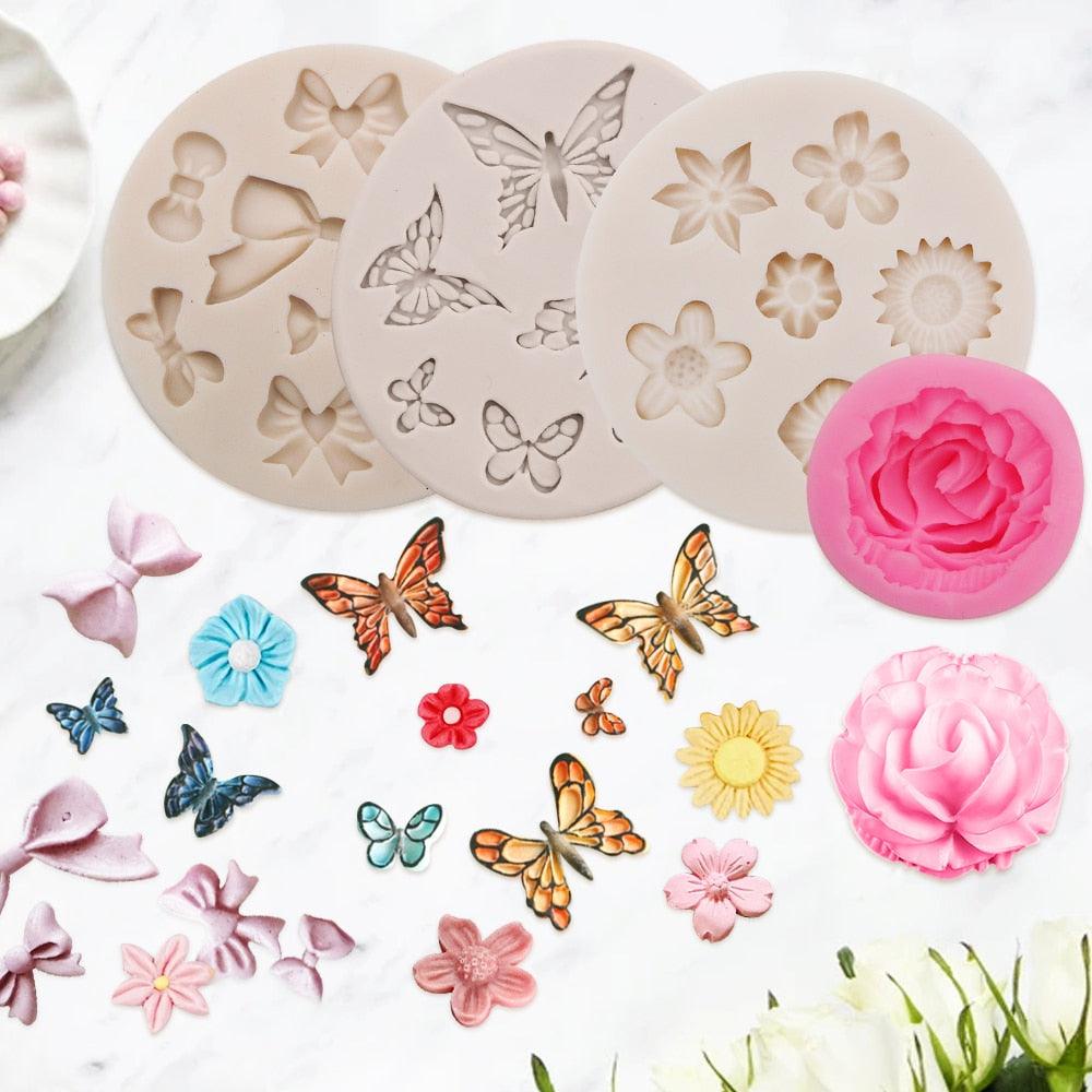 Creative Butterfly Shape Silicone Mold Fondant Candle Mould Resin Molds Homemade Cake Decorate Kitchen Accessories Food Grade Silicone Fondant Mold Reusable Ice Candy Mold