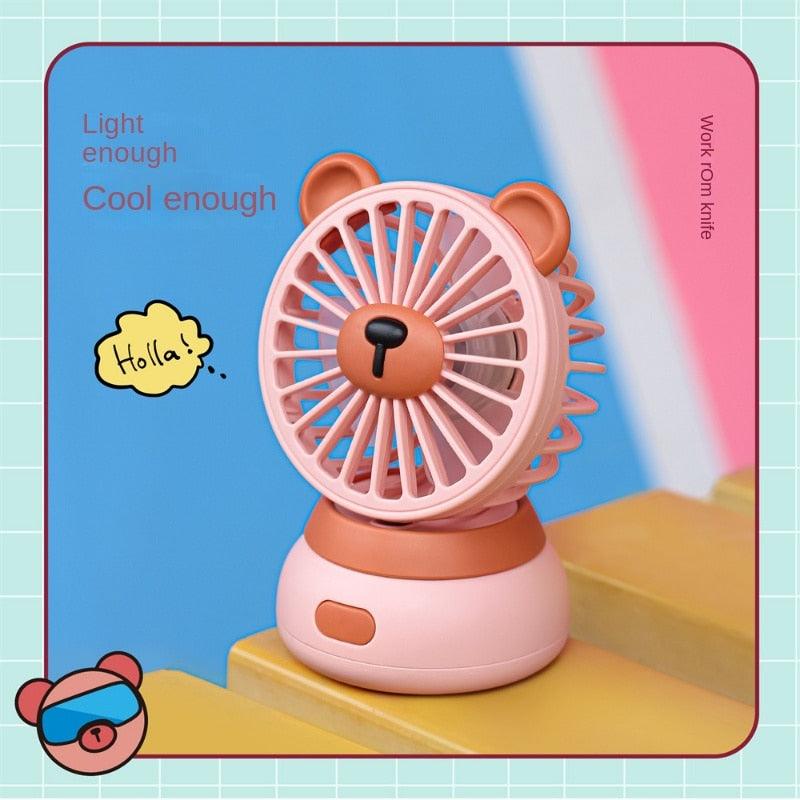 Creative Cartoon Bear Desktop Mini Fans Big Wind Desktop Portable USB Charging Handheld Fan Portable Air Conditioning Handheld Cooling Fan Charging Usb Fan Portable Handheld Fan