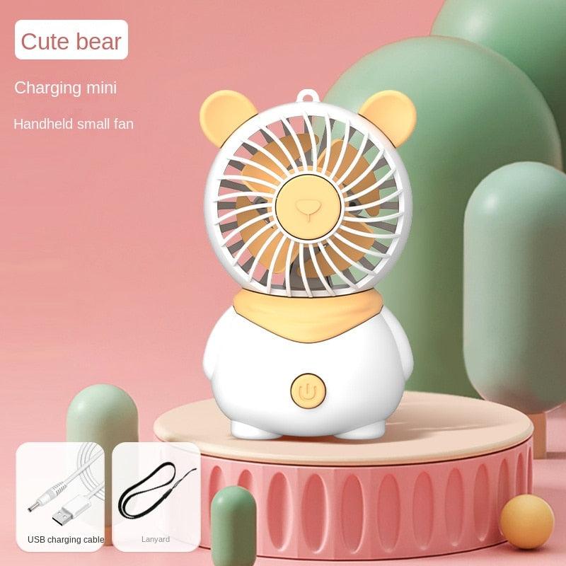 Creative Cartoon Bear Desktop Mini Fans Big Wind Desktop Portable USB Charging Handheld Fan Portable Air Conditioning Handheld Cooling Fan Charging Usb Fan Portable Handheld Fan