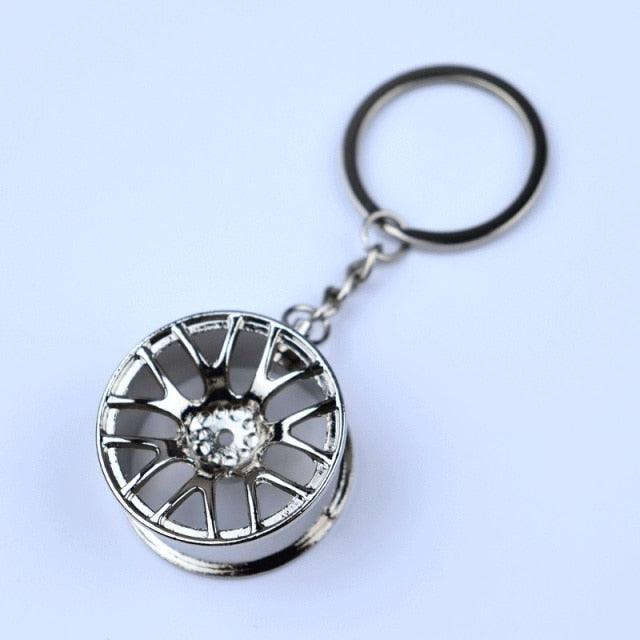 Creative Gift Car Metal Keychain Turbo Gear Hub Pendant Brake Disc Shock Absorber Pendant Alloy Short Quick Shifter Key Chain Ring Charming Auto Rainbow Metal Pendant Keyring Wheel Rim Tire Rotary Engine Keyring