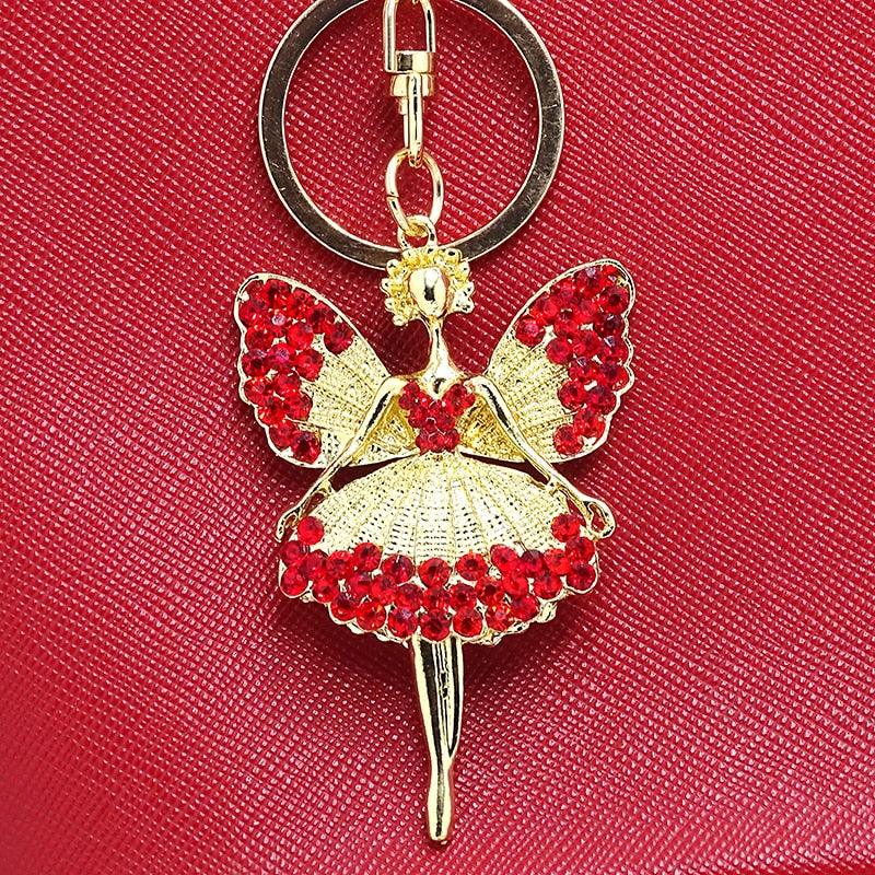 Creative Jewelry Pendant Key Ring Alloy Rhinestone Butterfly Fairy Key Ring Handbag Pendant Car Key Ring Female Jewelry Gift Butterfly Wing Fairy Keychain Rhinestone Dancing Ballet Car Keychain