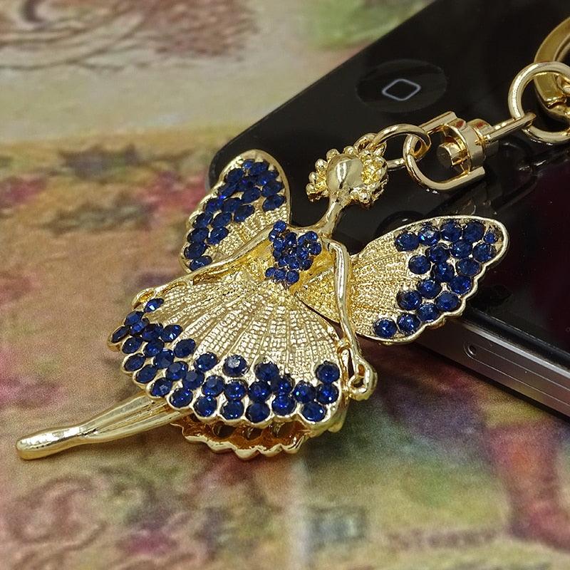 Creative Jewelry Pendant Key Ring Alloy Rhinestone Butterfly Fairy Key Ring Handbag Pendant Car Key Ring Female Jewelry Gift Butterfly Wing Fairy Keychain Rhinestone Dancing Ballet Car Keychain