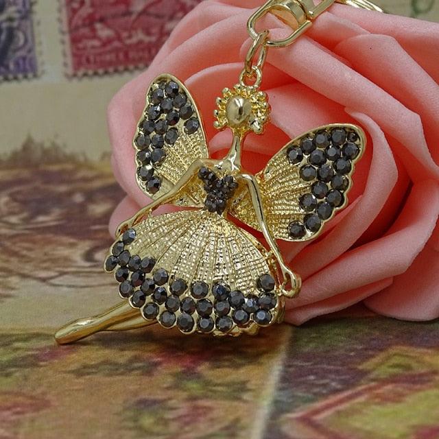 Creative Jewelry Pendant Key Ring Alloy Rhinestone Butterfly Fairy Key Ring Handbag Pendant Car Key Ring Female Jewelry Gift Butterfly Wing Fairy Keychain Rhinestone Dancing Ballet Car Keychain