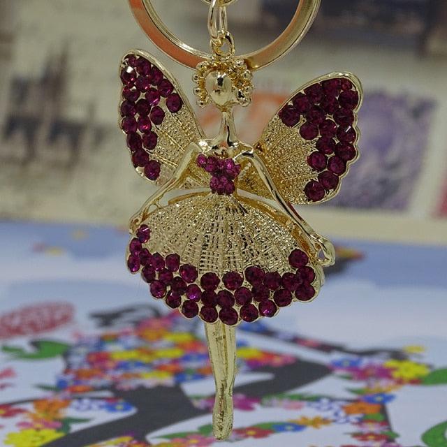 Creative Jewelry Pendant Key Ring Alloy Rhinestone Butterfly Fairy Key Ring Handbag Pendant Car Key Ring Female Jewelry Gift Butterfly Wing Fairy Keychain Rhinestone Dancing Ballet Car Keychain