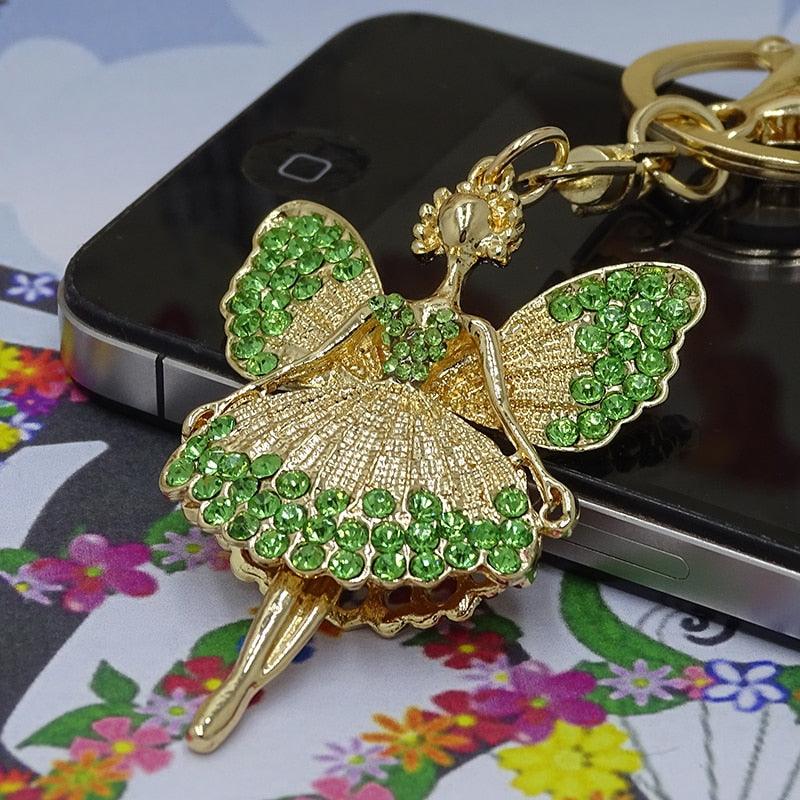 Creative Jewelry Pendant Key Ring Alloy Rhinestone Butterfly Fairy Key Ring Handbag Pendant Car Key Ring Female Jewelry Gift Butterfly Wing Fairy Keychain Rhinestone Dancing Ballet Car Keychain