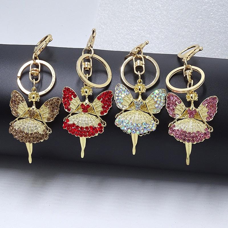 Creative Jewelry Pendant Key Ring Alloy Rhinestone Butterfly Fairy Key Ring Handbag Pendant Car Key Ring Female Jewelry Gift Butterfly Wing Fairy Keychain Rhinestone Dancing Ballet Car Keychain