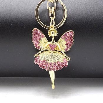 Creative Jewelry Pendant Key Ring Alloy Rhinestone Butterfly Fairy Key Ring Handbag Pendant Car Key Ring Female Jewelry Gift Butterfly Wing Fairy Keychain Rhinestone Dancing Ballet Car Keychain