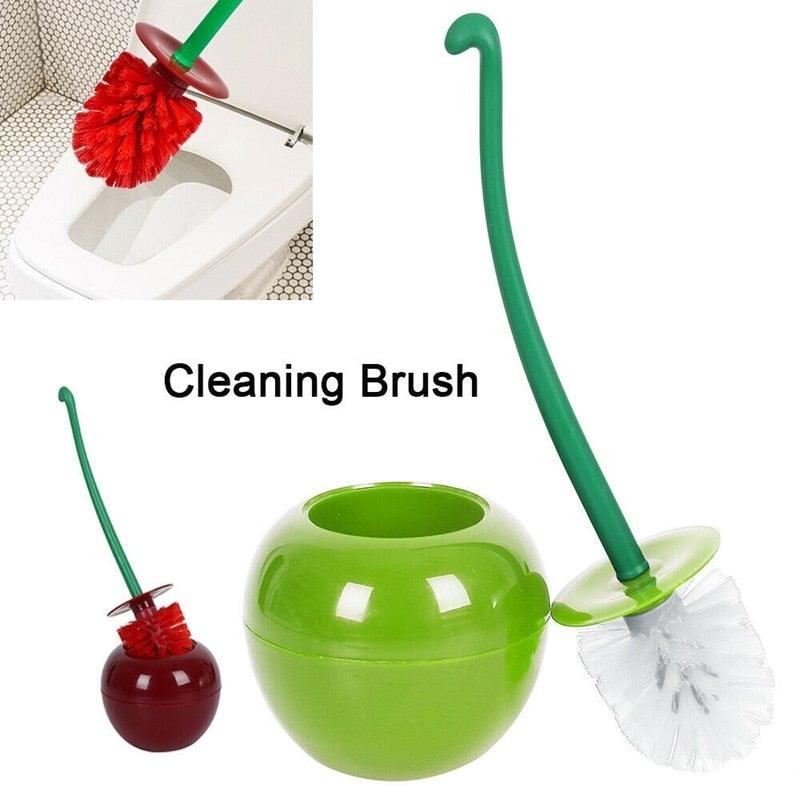 Creative Lovely Cherry Shape Lavatory Brush Toilet Brush And Holder Set Cleaning Bathroom Toilet Accessories Cherry Shape Toilet Brush Standing Toilet Brush Set  Compact Household Bathroom Cherry Toilet Brush