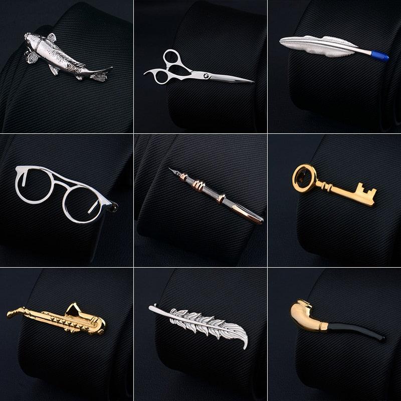 Creative Metal Necktie Bar Formal Shirt Classic Men Tie Clips Elegant Fashion Formal Professional Simple Tie Bar Clips Beautiful Designs Wedding Ceremony Gold Tie Pin Unisex Party Gifts Fashion Tie Clips