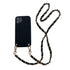 Crossbody Necklace Phone Case for Xiaomi Redmi Note 11 10 9 Pro 11s 10s 9T Mi 11T 10T Strap Leather Bracelet Chain Cover Crossbody Phone Case Black Leather with Gold Chain Unique Design Leather Phone Case