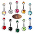 Crystal Piercing Navel Surgical Steel Rhinestone Belly Button Rings Navel Piercing Ball Belly Button Rings Belly Rings for Women Belly Piercing Jewelry Belly Bars Navel Rings Stainless Steel Navel Piercing Jewelry for Women