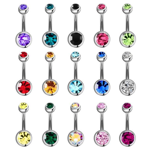 Crystal Piercing Navel Surgical Steel Rhinestone Belly Button Rings Navel Piercing Ball Belly Button Rings Belly Rings for Women Belly Piercing Jewelry Belly Bars Navel Rings Stainless Steel Navel Piercing Jewelry for Women